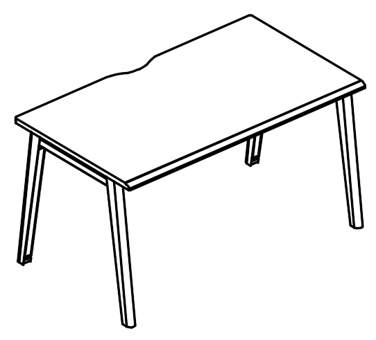 Стол рабочий с опорами МТ (1 скос)  вяз либерти / белый, вставка белая
