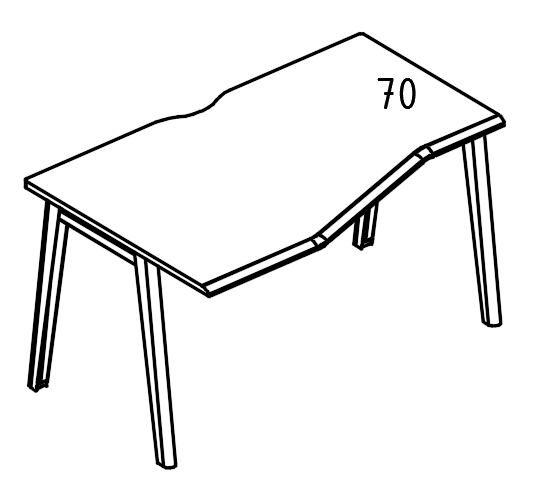 Стол Техно на металлокаркасе МТ (1 скос) левый вяз либерти / белый, вставка мокко